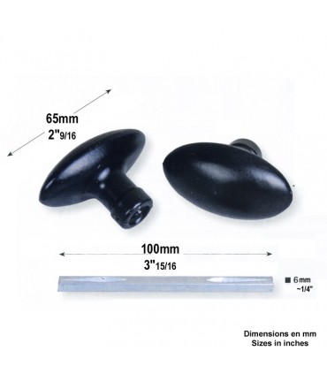 Jeu de béquilles 6x6mm aluminium époxy noir