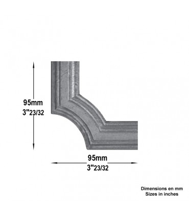 Moulure d'angle pour profilé 45x10 hauteur 95mm pour soubassement de portail