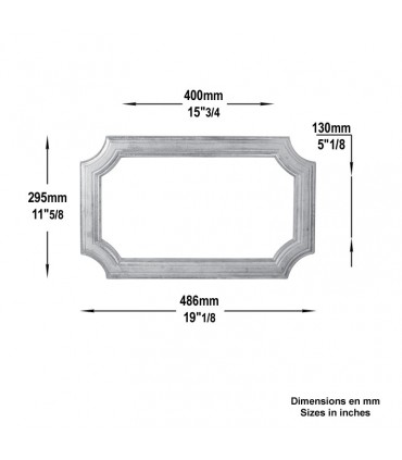 Moulure aluminium complete pour portillon 486x295mm, profil 45x10mm