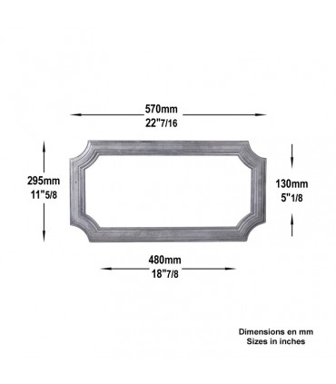 Moulure aluminium complete pour portillon 570x295mm, profil 45x10mm