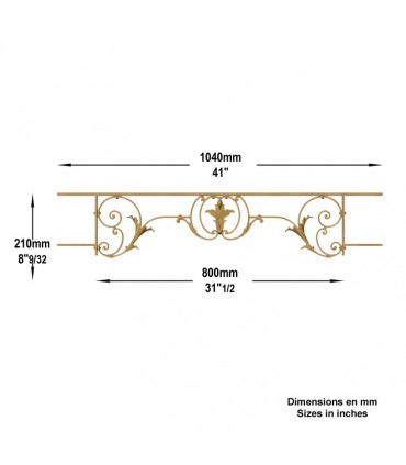 Appui de fenêtre fonte modèle CHAMBORD largeur utile 800 à 950mm