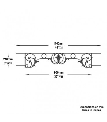 Appui de fenêtre fonte modèle CHAMBORD largeur utile 900 à 1050mm