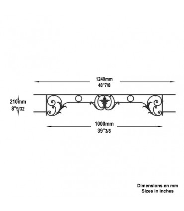 Appui de fenêtre fonte modèle CHAMBORD largeur utile 1000 à 1150mm