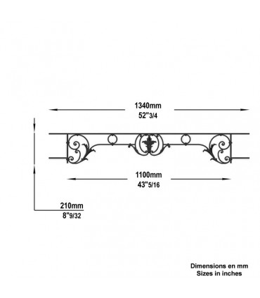 Appui de fenêtre fonte modèle CHAMBORD largeur utile 1100 à 1250mm