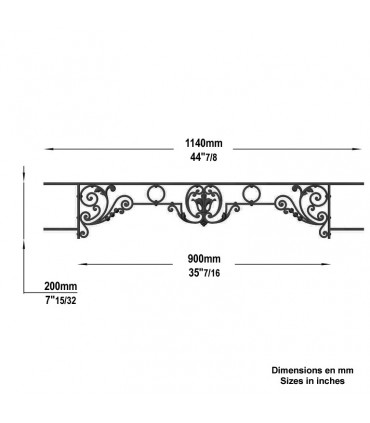 Appui de fenêtre fonte modèle CHINON longueur utile 900 à 1050mm