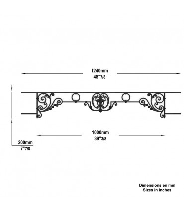 Appui de fenêtre fonte modèle CHINON longueur utile 1000 à 1150mm