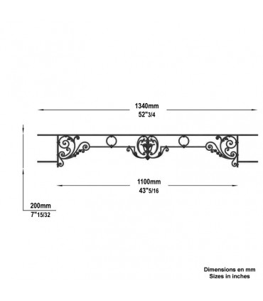 Appui de fenêtre fonte modèle CHINON longueur utile 1100 à 1250mm