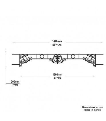 Appui de fenêtre fonte modèle CHINON longueur utile 1200 à 1350mm