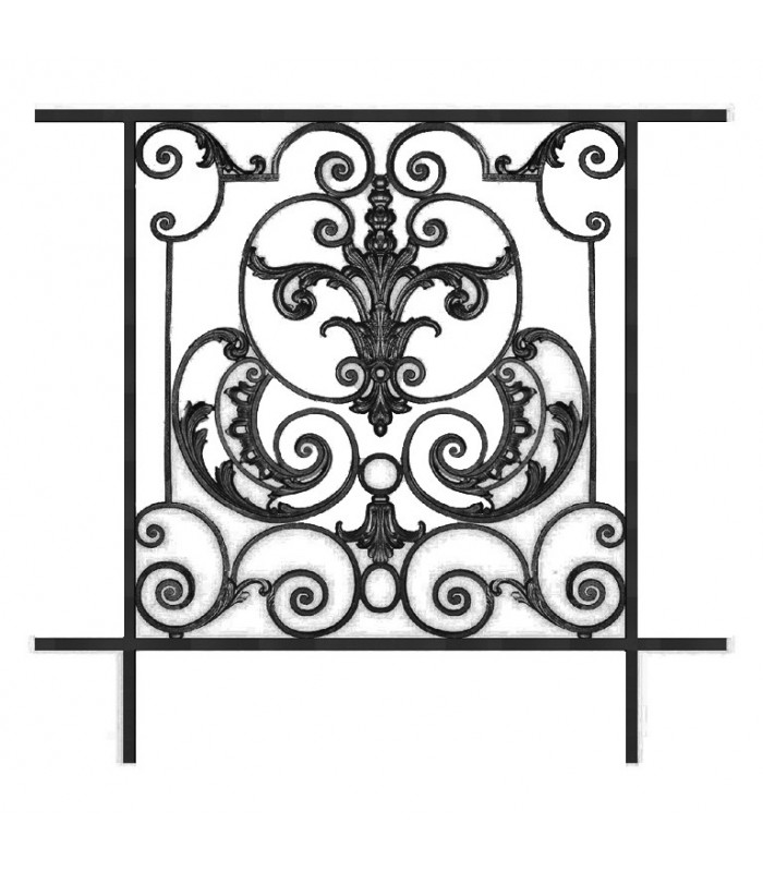 Balustrade fonte AMBOISE 900à1050 x 910mm prête à poser avec cadre