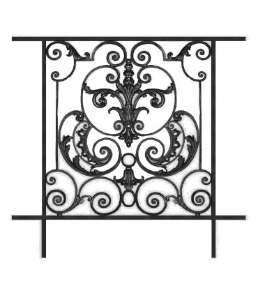 Balustrade en fonte modèle AMBOISE longueur utile 850 à 1050mm hauteur du motif 910mm