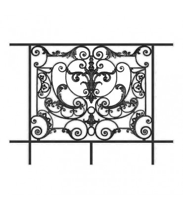 Balustrade en fonte modèle AMBOISE longueur utile 1200 à 1350mm hauteur du motif 910mm