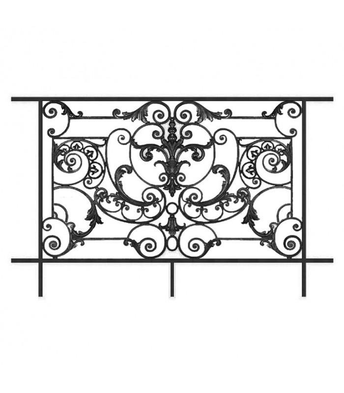 Balustrade fonte AMBOISE 1500à1650x910mm prête à sceller avec cadre