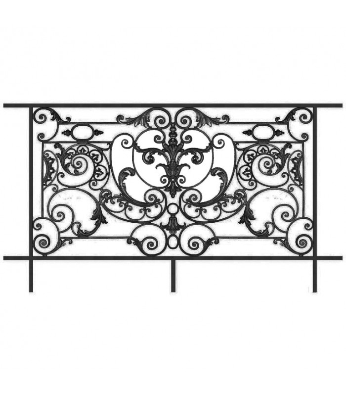 Balustrade fonte AMBOISE 1650à1850x910mm avec cadre à sceller prêt à poser