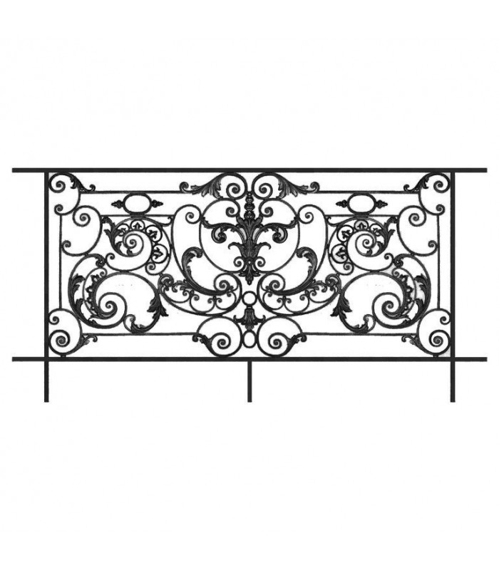 Balustrade fonte AMBOISE 1950à2100x910mm avec cadre prête à sceller