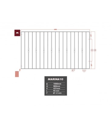 Grille de cloture MARINA 10 prête à poser