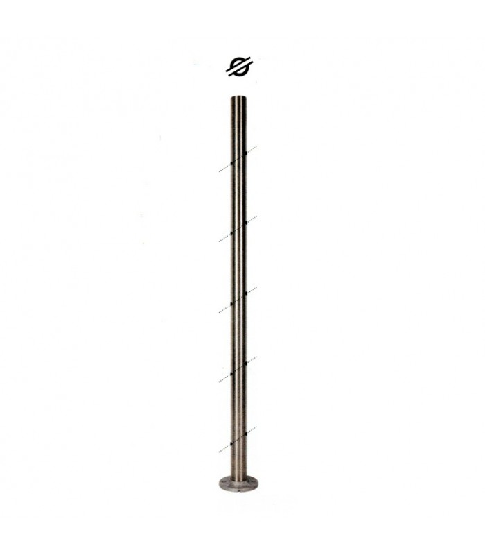 Poteau Ø42,4mm intermédiaire rampant d'escalier percé pour montage cable