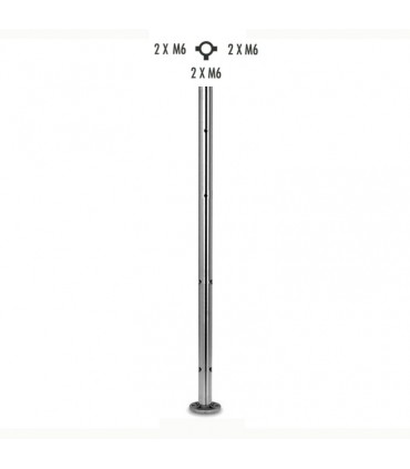 Poteau intermédiaire taraudé M6 montage câble et verre INOX316