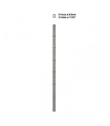 Poteau intermédiaire fixation à l'anglaise, pour montage cable traversant ø6mm INOX 316