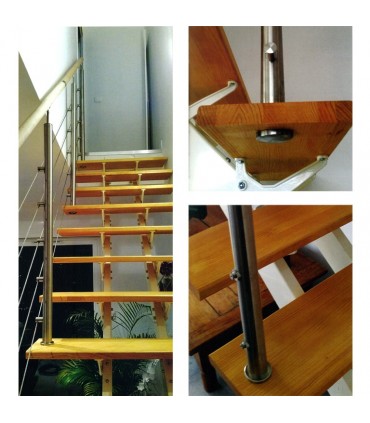 Poteau assemblé INOX304 pour marches