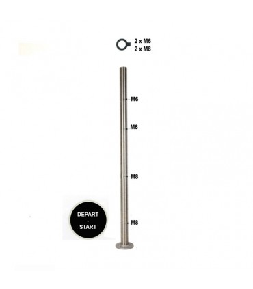 Poteau de départ taraudé pour montage cable traversant et verre INOX 316