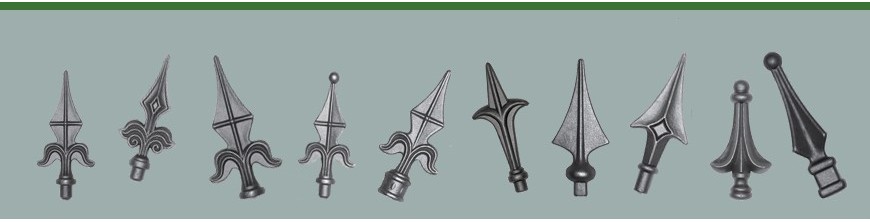 Pointes de lance estampées, fleur de lys, en acier, en fonte, forgées ou en aluminium pour portails et barrières