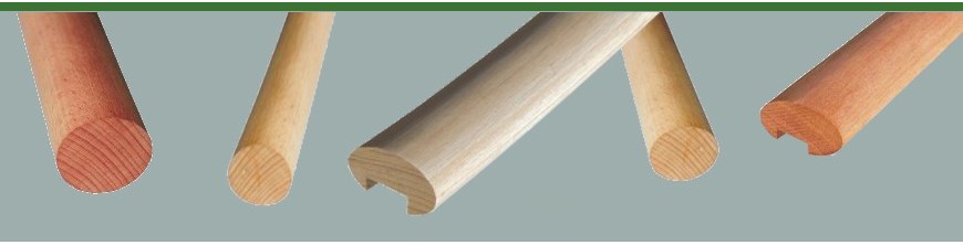 Profilés barres de main courante en bois, section ronde et ovale.