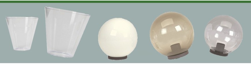 Verres pour luminaires ronds coniques et globes opaques ou teintés